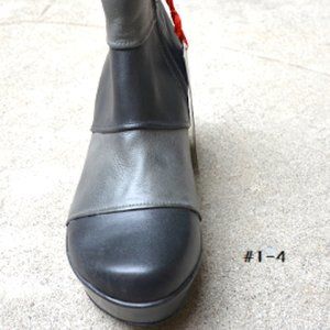 Tipto Black/Grey Contrast Wedge Ankle Boot